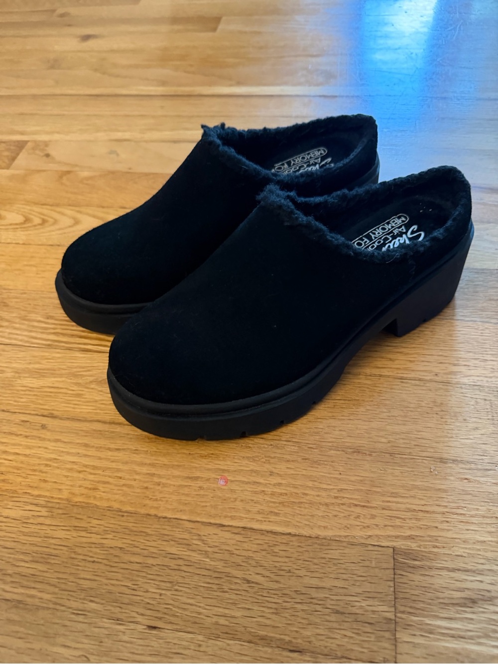 Skechers Women's Black Faux-Fur Lined Slip-On Clog